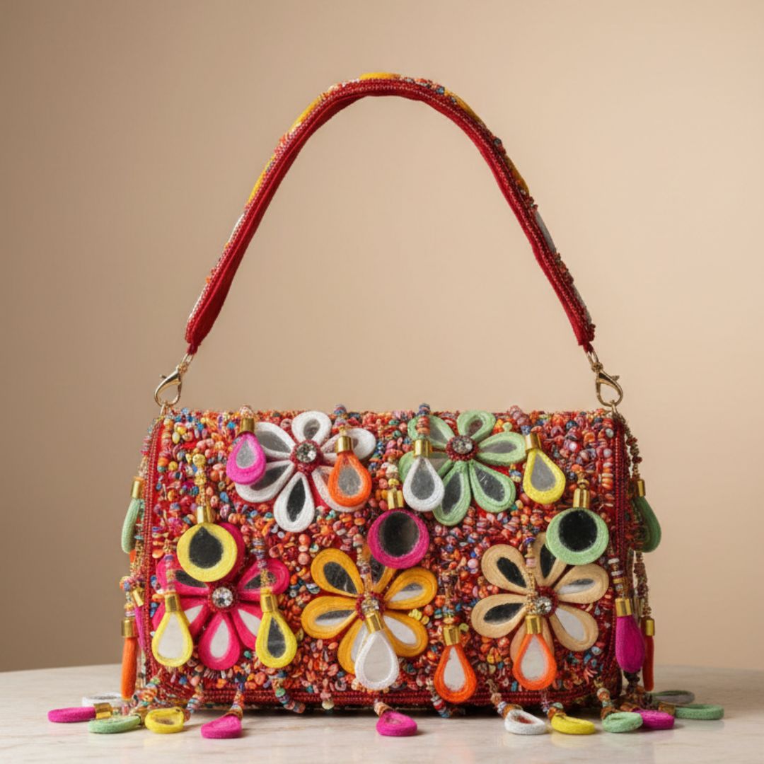 Handcrafted Floral Bridal Clutch