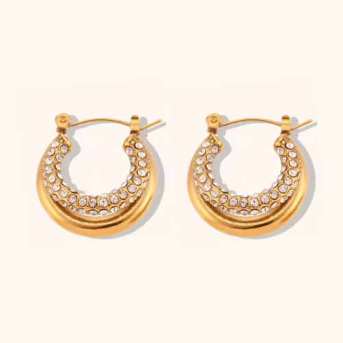 Madison Sparkle 18K Gold Plated Hoop Earring