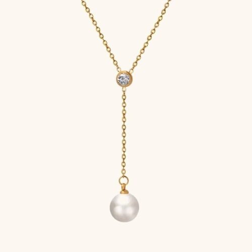 Gold Plated Zircon - Pearl Drop Pendant