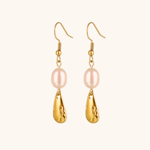 Moan 18K Gold Plated Vintage Baroque Pearl Drop Earrings