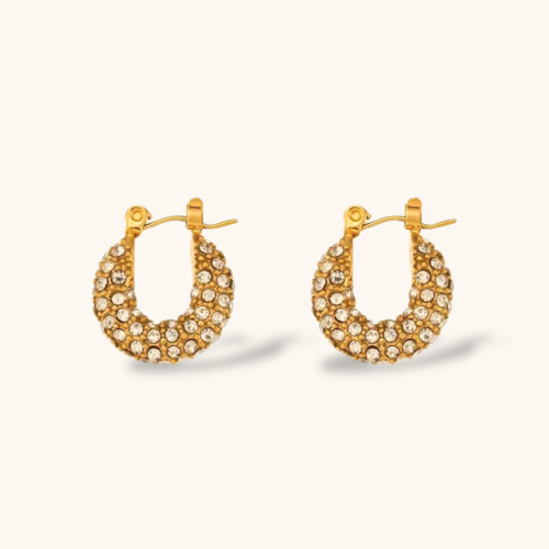 Gold Plated Cubic Zirconia Stud Flat Loop Eaaring
