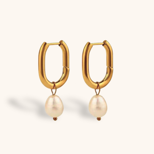 Gold Plated Chain Tia Pearl Drop Earrings