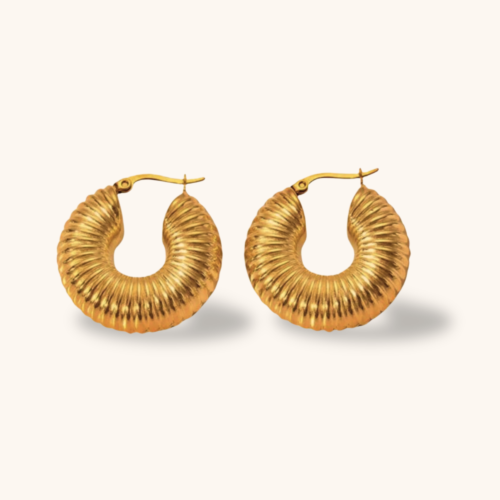 Gold Plated Croissant Dome Hoop Earrings