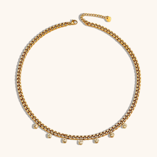 Gold Plated Cuban Chain Link Charm Necklace