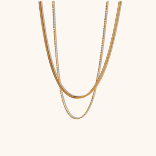 Gold Plated Herringbone Snake Layer Chain