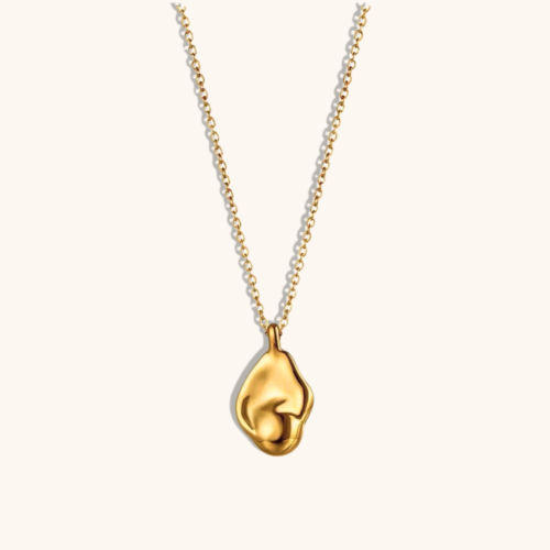 Gold Plated Solid Rock Glossy Pendant