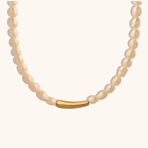Gold Plated Gold Pearl Choker Necklace