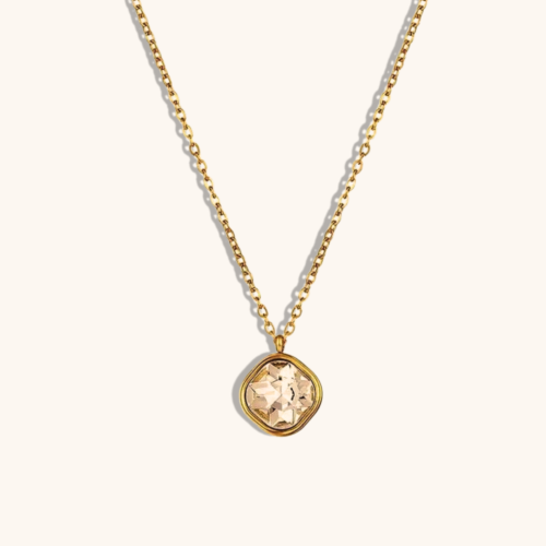 Gold Plated Crystal Stone Pendant Necklace