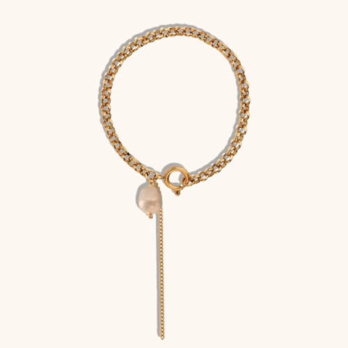 Gold Plated Ava Single Pearl Bracelet