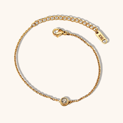 Gold Plated Single Stone Bracelet