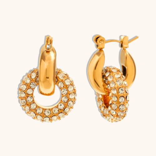 Ellie Double Drop 18K Gold Plated Hoop Earring