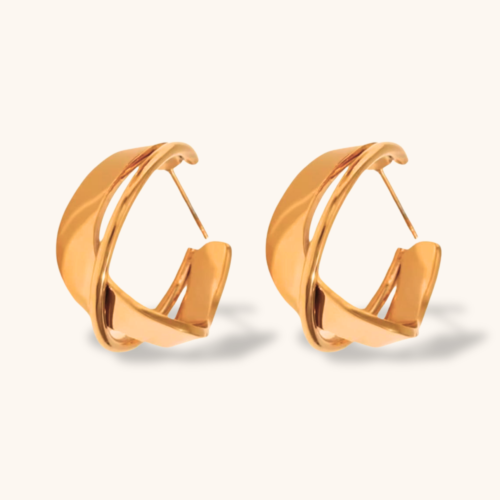 Lily Twisted Curve 18K Gold Plated Hoop Earring