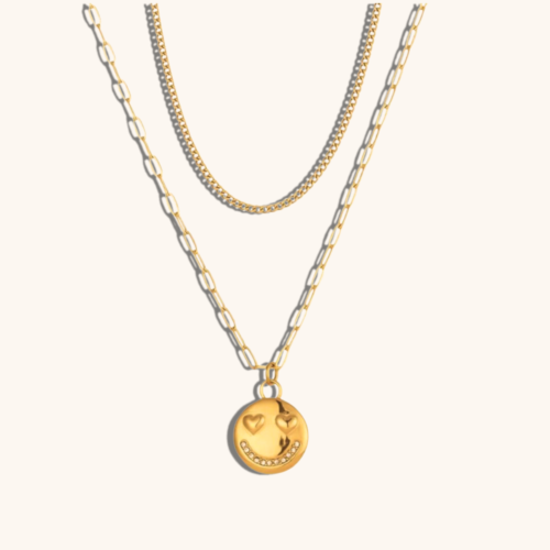 Hailey 18K Gold Plated Smiley Pendant Chain