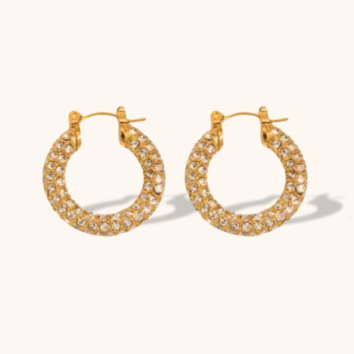 Lizzy 18K Gold Plated Bling Hoop Earring