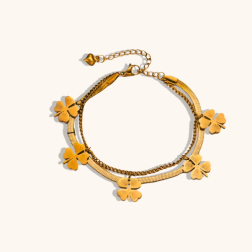 Clover Dangle 18K Gold Plated Bracelet