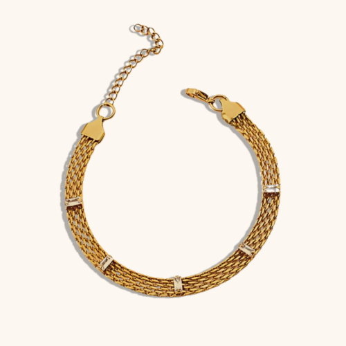 Gold Mesh Crystal Accent Bracelet