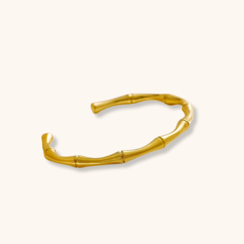 Bamboo 18K Gold Plated Open Bangle