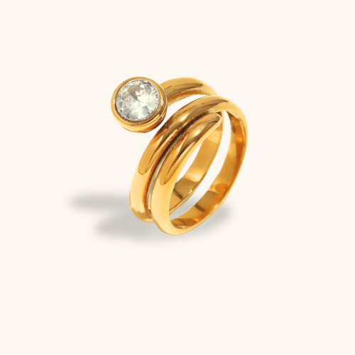 Joilyn 18K Gold Plated Double Layer Signet Ring