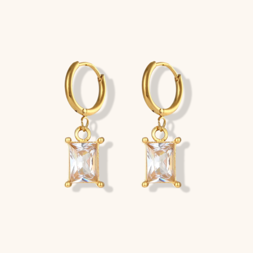 Lola 18K Gold Plated Square Drop Hoop Earring