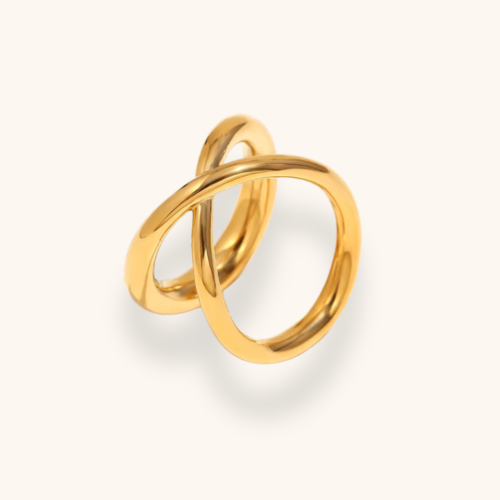 Wave Cross 18K Gold-Plated Ring