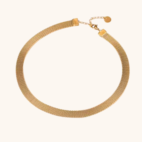 18k Gold Plated Mesh Belt Choker Necklace