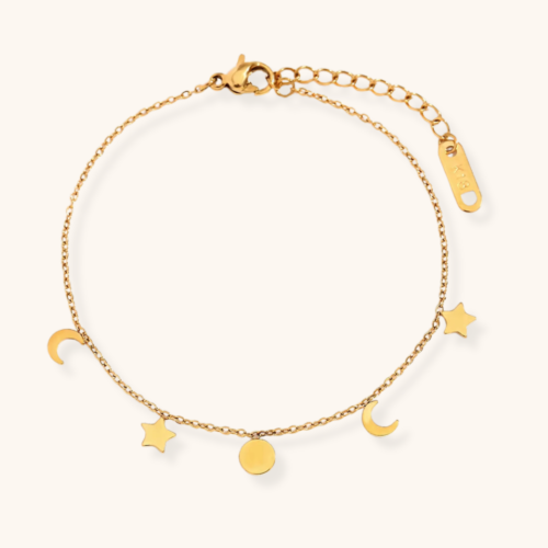 Celestial 18K Gold Plated Charm Chain Bracelet