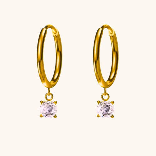Viora 18K Gold Plated Zircon Hoop Earrings