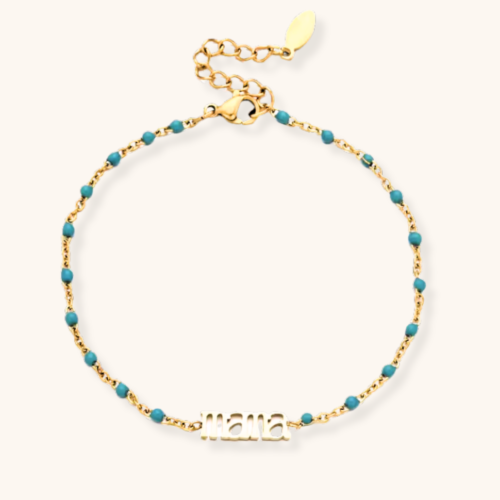 Mama 18K Gold-Plated Blue Bracelet