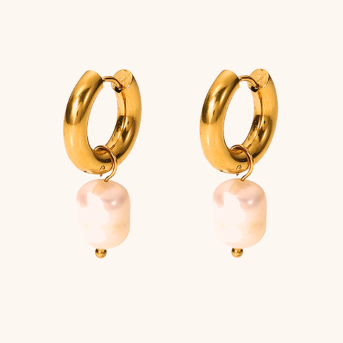 Elowen 18K Gold Plated Pearl Hoop Earrings