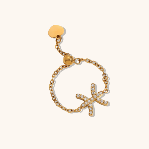 Pisces 18K Gold-Plated Zodiac Ring